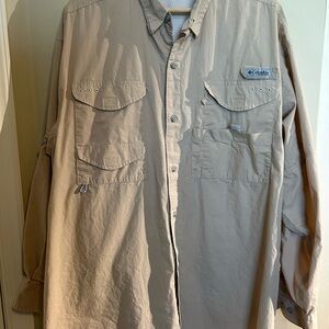 Columbia Tan PFG Button-Up Shirt